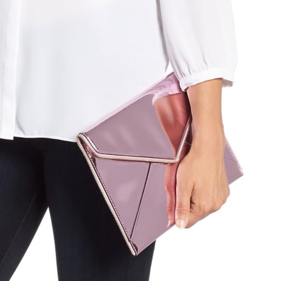 Rebecca Minkoff Leo Mirror Pink Metallic Clutch - Picture 6 of 14